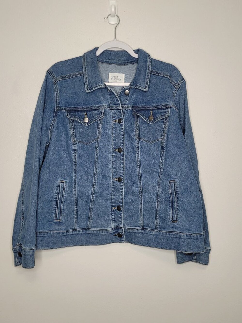 Market & Spruce button front stretch plus size classic denim jacket size 2x